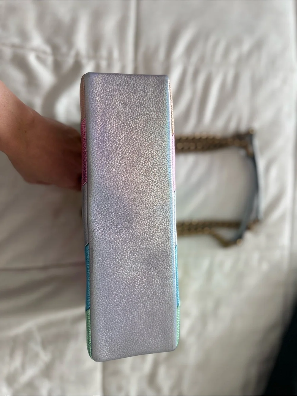 Kurt Geiger London Leather Kensington Pastel Rainbow Metallic Crossbody Bag